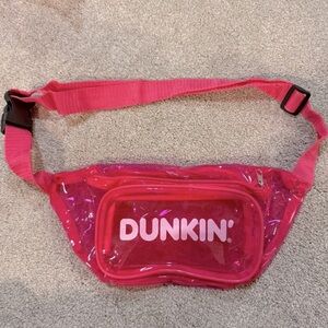 Dunkin’ Fanny Pack Pink Clear Plastic Cross Body Bag Purse